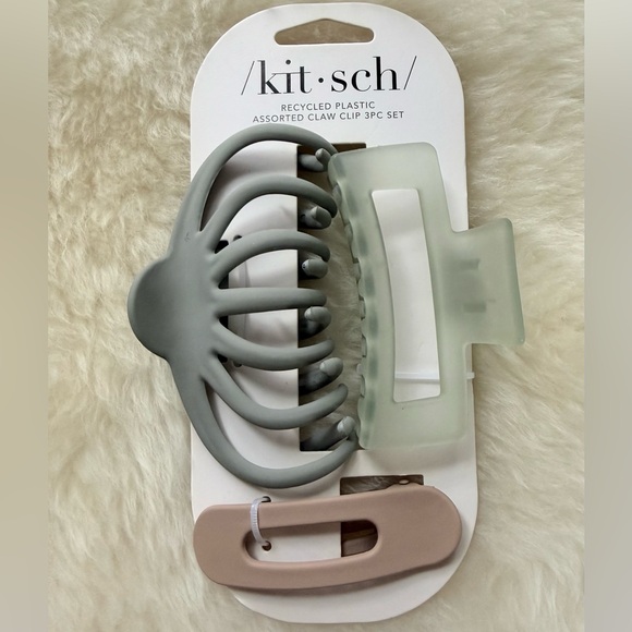 Kitsch Accessories - Kitsch Hair Claw Clip Set - Gray, Cream, Tan